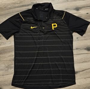 Nike Black Polo with Yellow Accents - Men's Pittsburgh P Logo